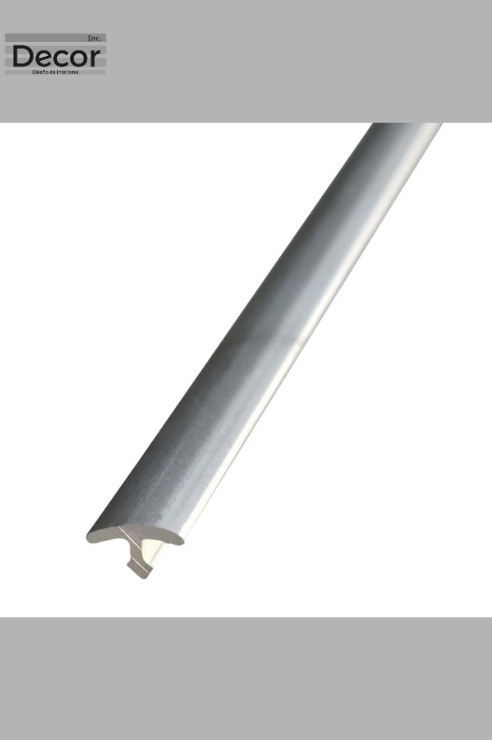 Perfil T de aluminio para terminación de placas PVC